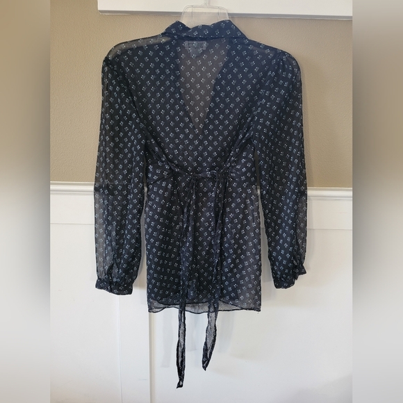 Motherhood‎ Maternity Sheer Black Tie Waist Blouse, Size M Medium - Picture 2 of 5